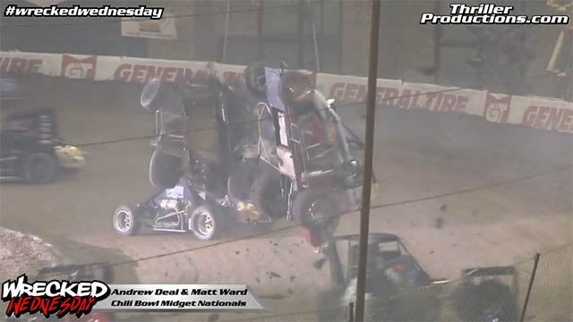 Wrecked Wednesday 5 Andrew Deal and Matt Ward flip at the Chili Bowl Midget Nationals in 2013