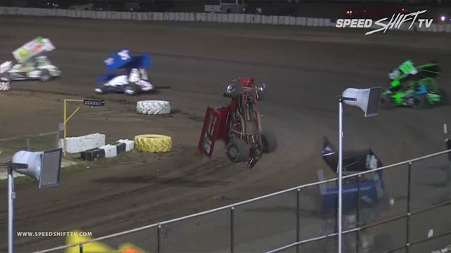 Danny Wood flips in GoMuddy.com NSL 360 Series at 81 Speedway